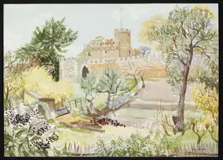 Hertford Castle, by Hawkins, watercolor