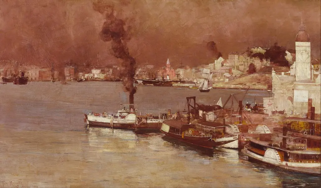 An autumn morning, Milson's Point, Sydney, by Thomas Roberts, oil, 1894