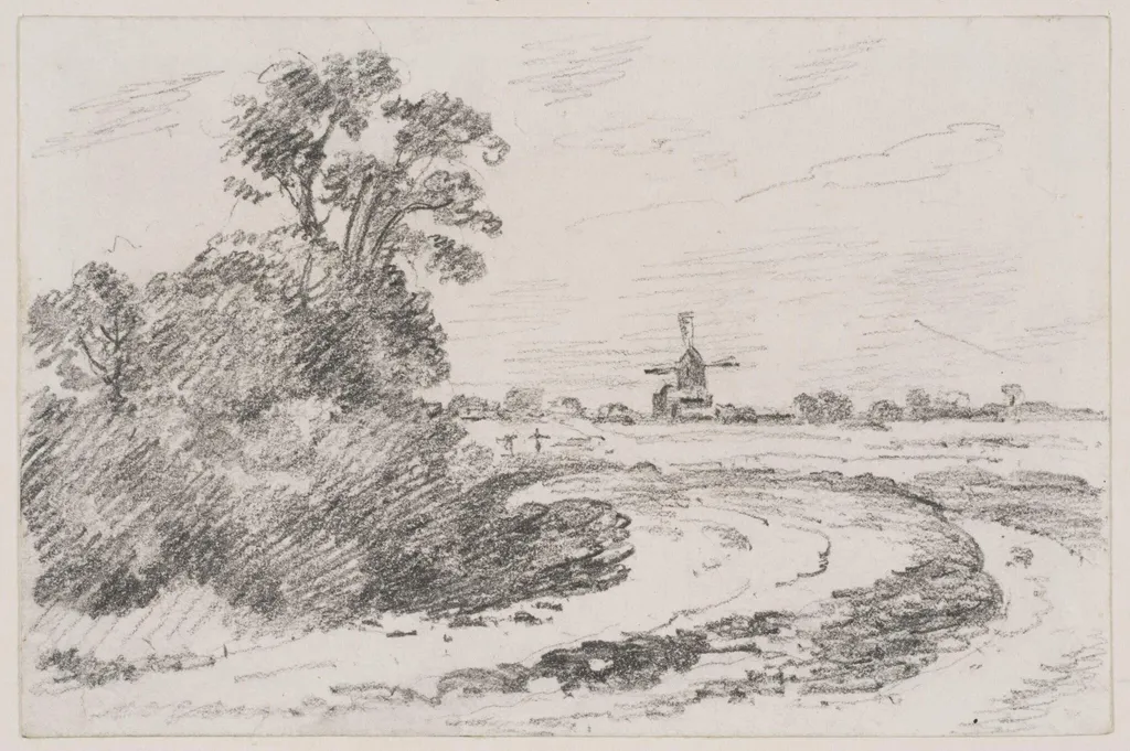The family windmill at Bergholt Heath, by John Fisher, 1814