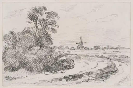The family windmill at Bergholt Heath, by John Fisher, 1814