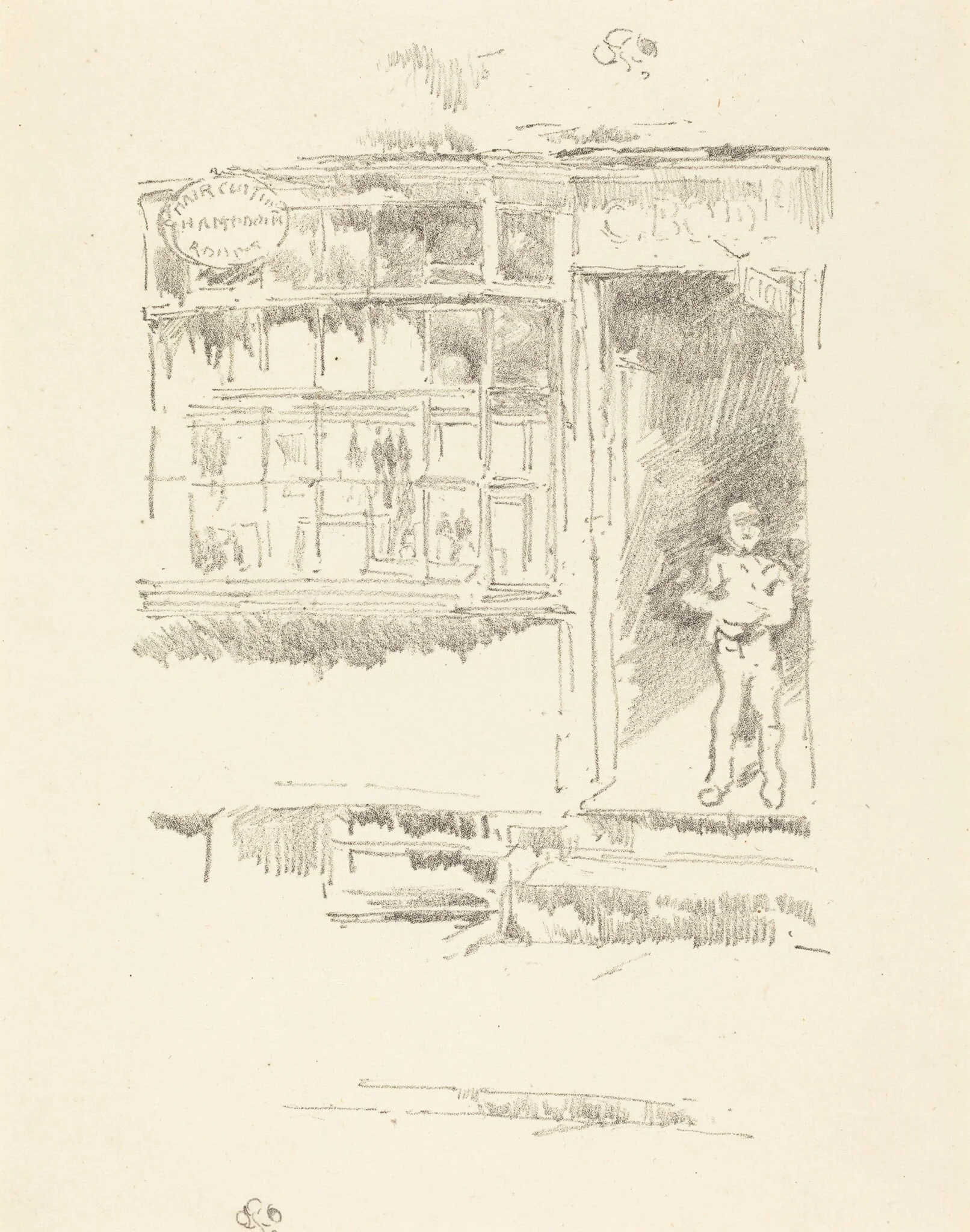 The Barber's Shop in the Mews, detail