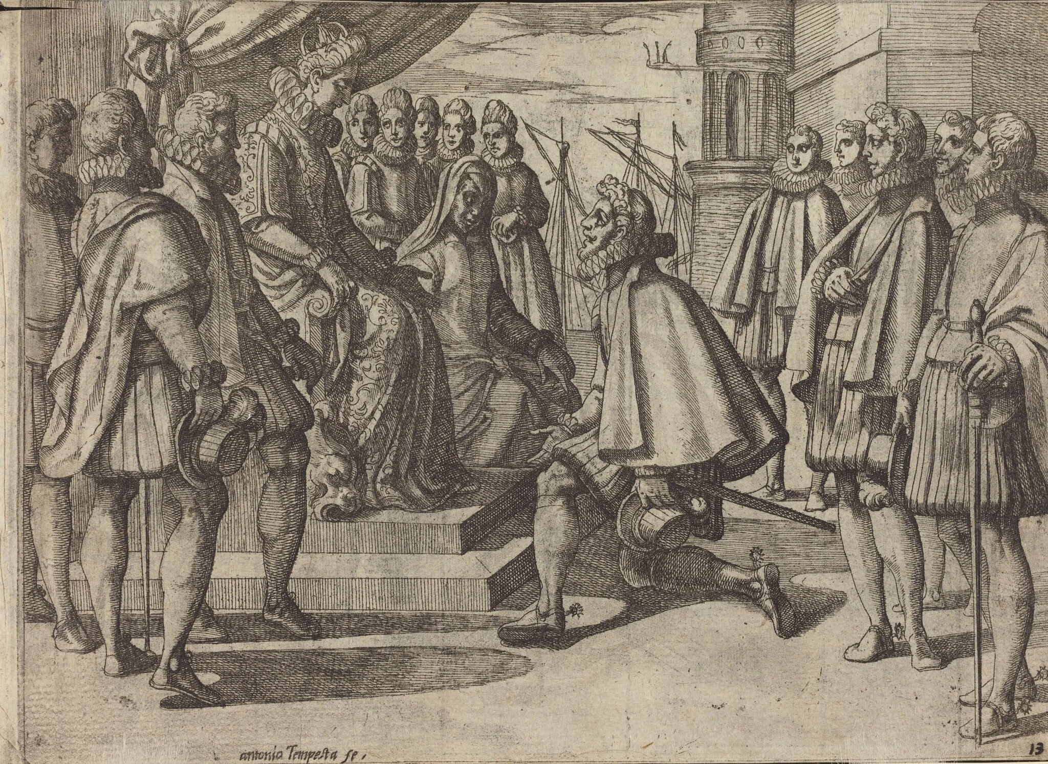 Spanish Duke Before Margaret of Austria [verso], detail