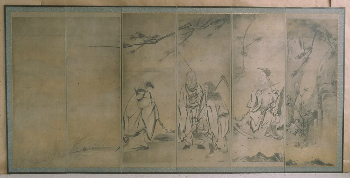 群仙図屏風|Immortals, detail