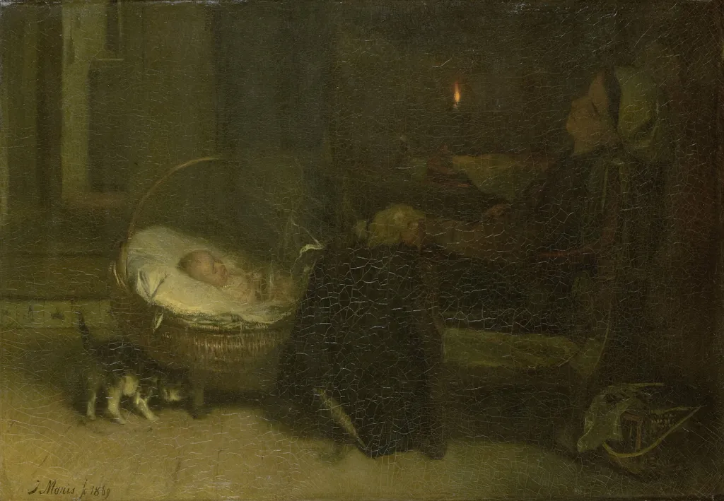 Tired Out (Mother Watched), by Jacob Maris, oil, 1869