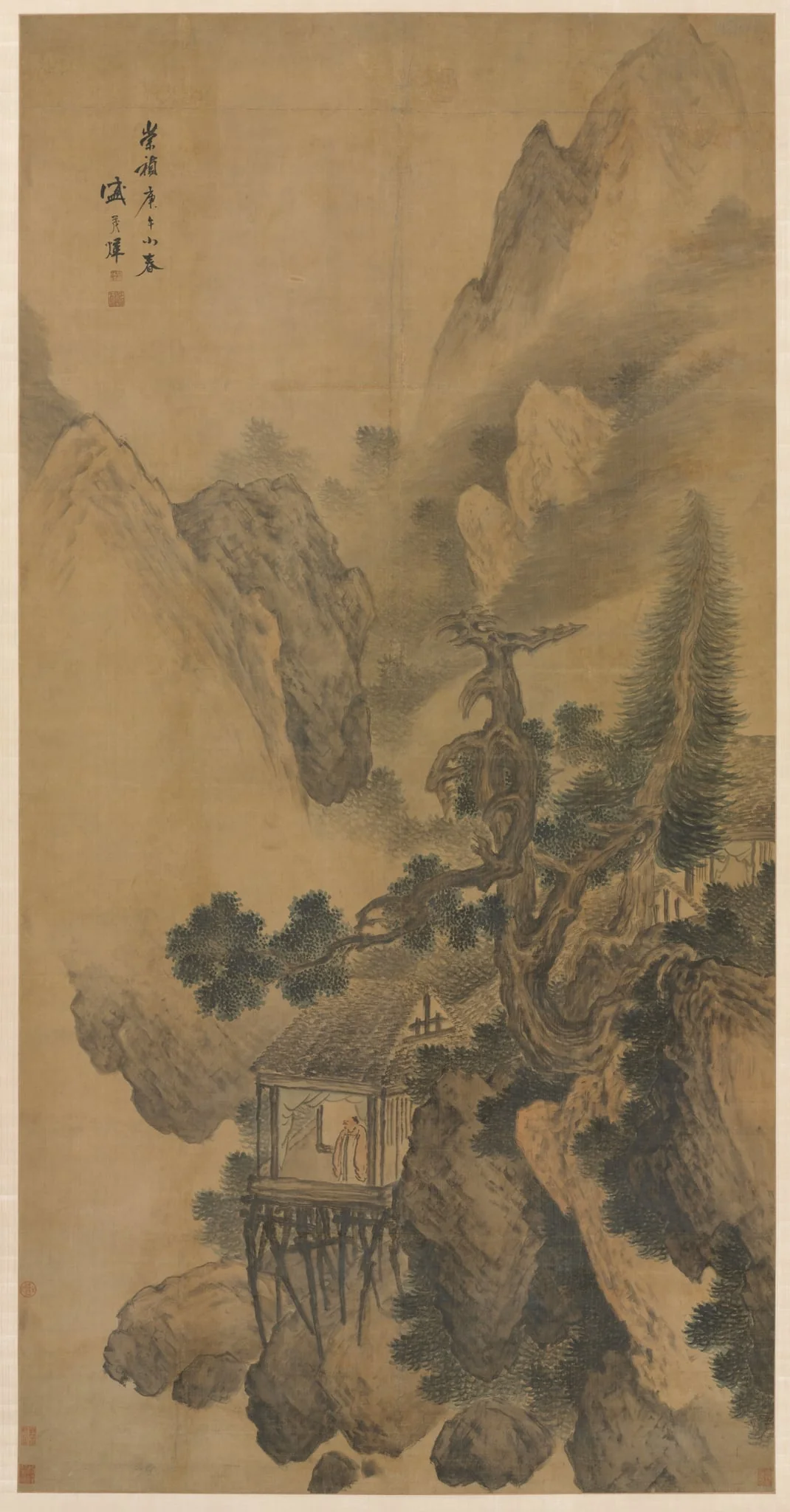 Lonely Retreat Overlooking a Misty Valley, detail