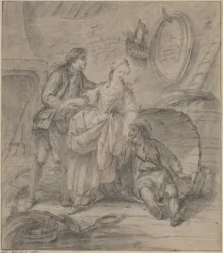 The Tale of the Cooper's Wife, by Pierre-Antoine Baudouin, chalk, 1767