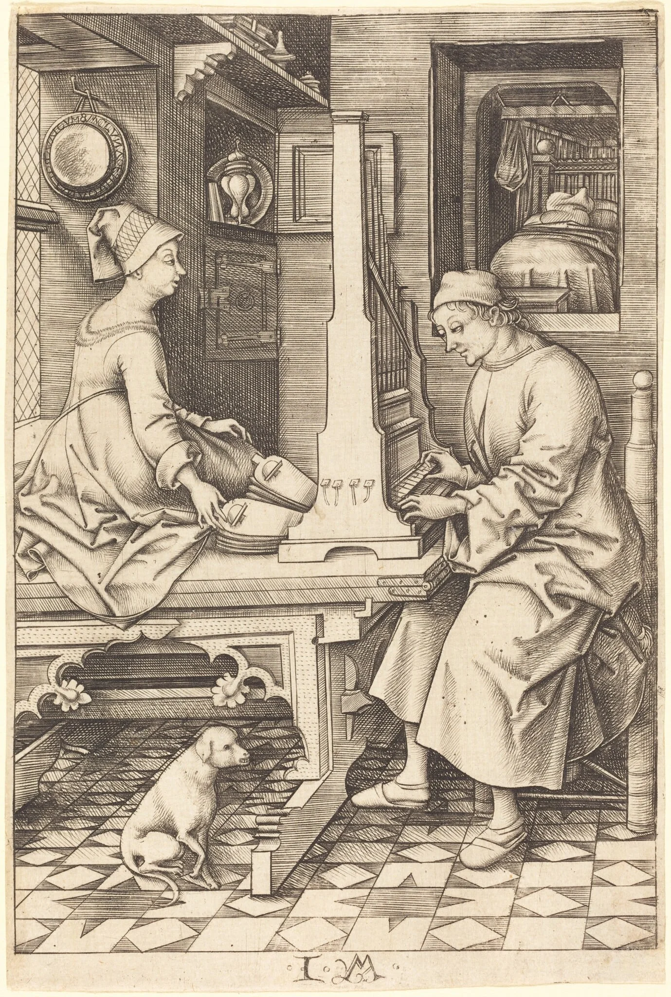 The Organ Player and His Wife, detail