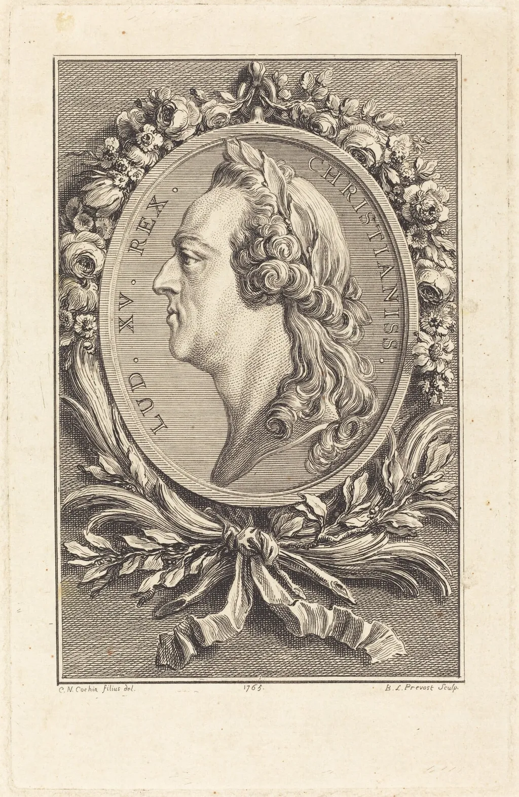 Louis XV, by Benoît-Louis Prévost, ink, 1765