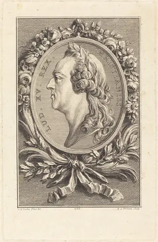 Louis XV, by Benoît-Louis Prévost, ink, 1765