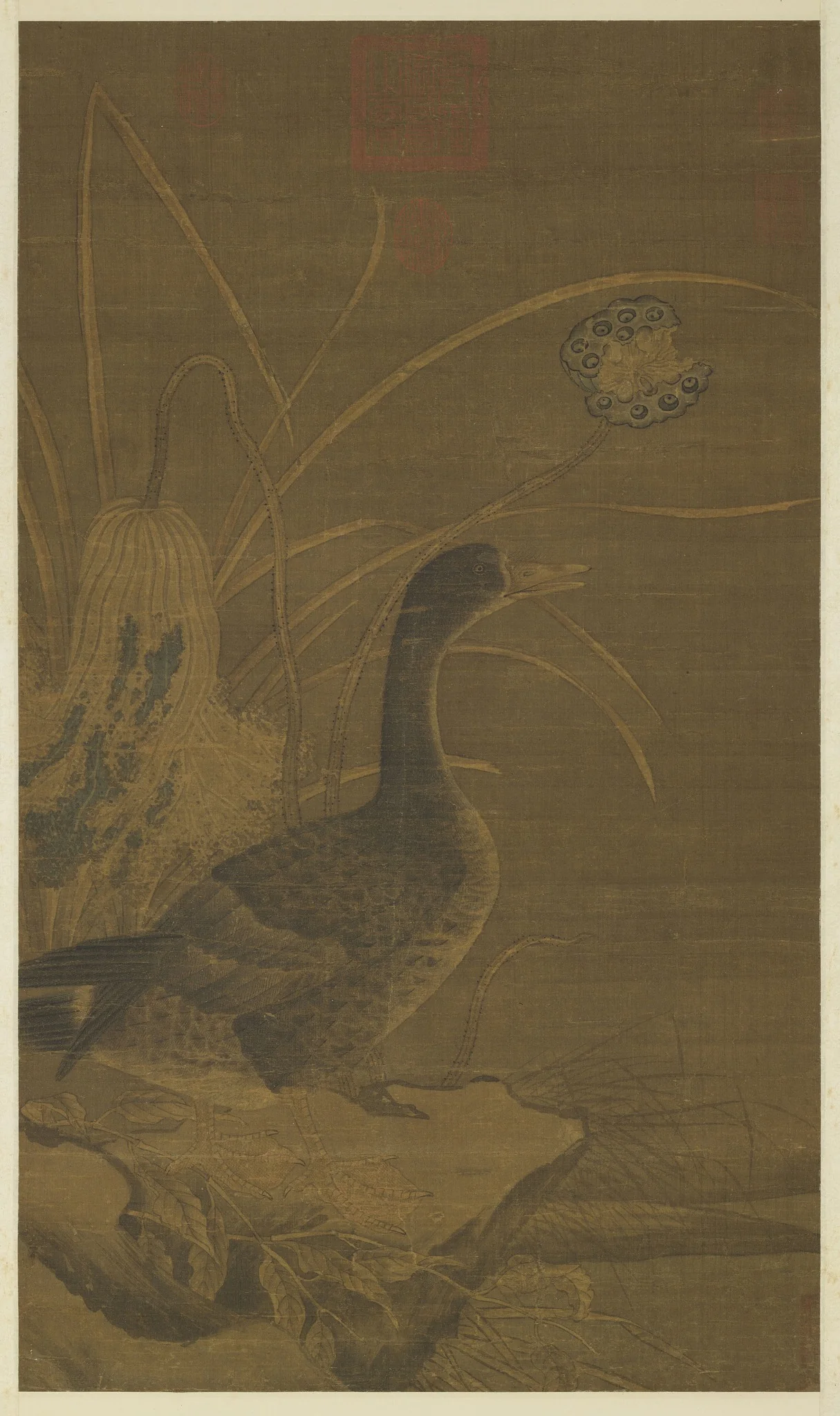 Autumn Lotuses and Wild Goose, detail