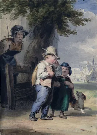 The Reluctant Scholar, by Farrier, watercolor, 1850