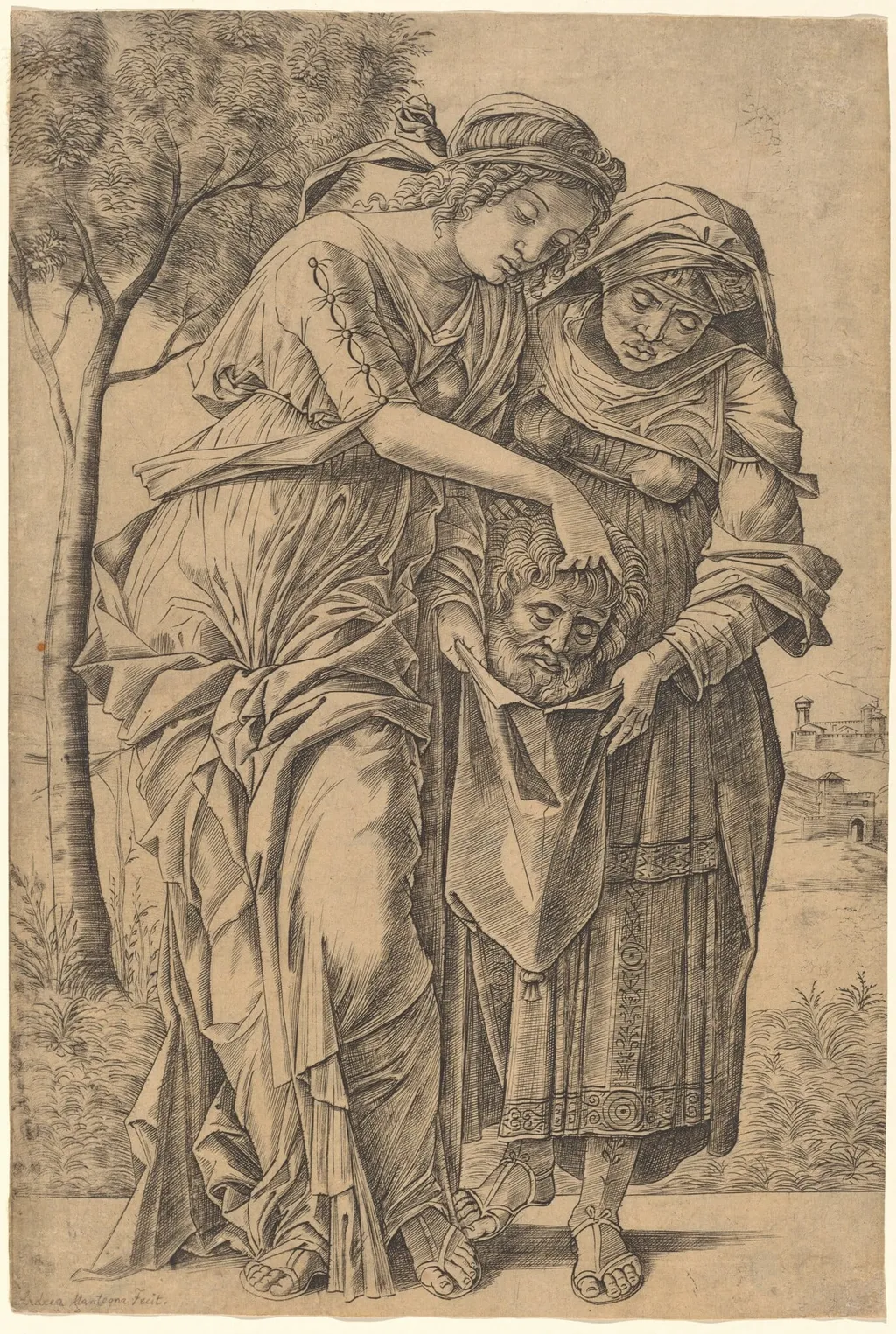 Judith with the Head of Holofernes, by Girolamo Mocetto, ink, 1502