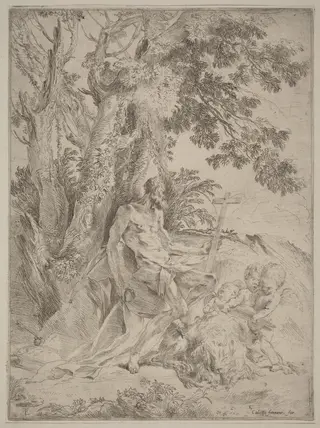 Saint Jerome, by Pietro Testa, ink, 1632
