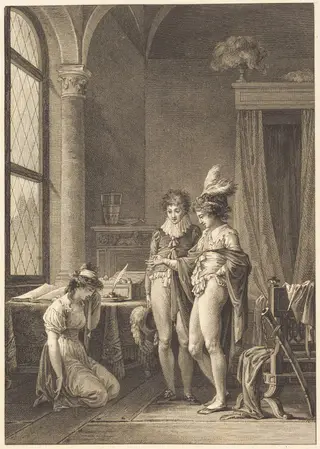 Joconde: Le pardon, by Philippe Triere, ink, 1786