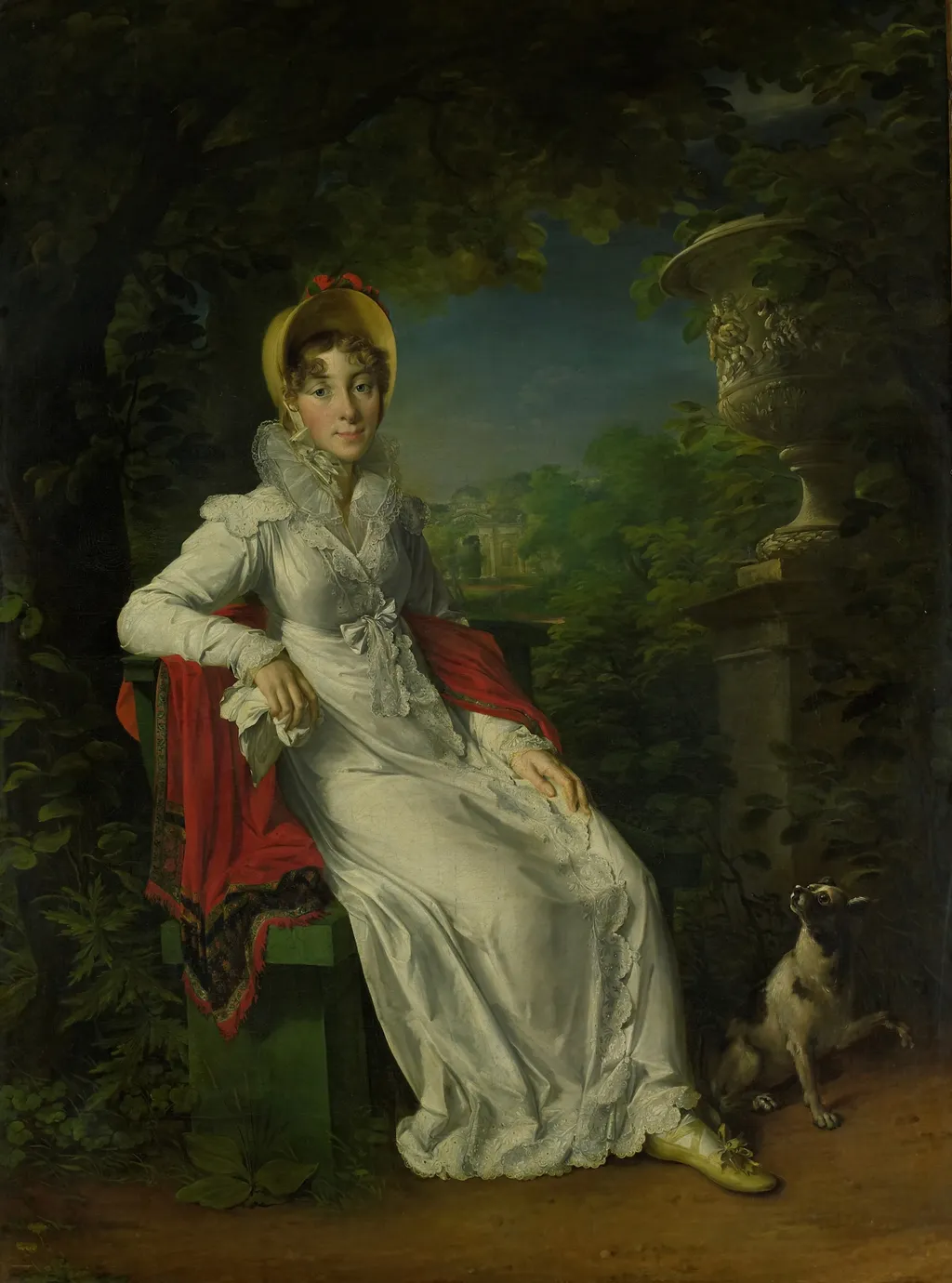 Portrait of Marie Caroline Ferdinande Louise de Naples, Wife of Charles Ferdinand, Duke de Berry, in the Park de Bagatelle in the Bois de Boulogne, Paris, by François Gérard, oil, 1815