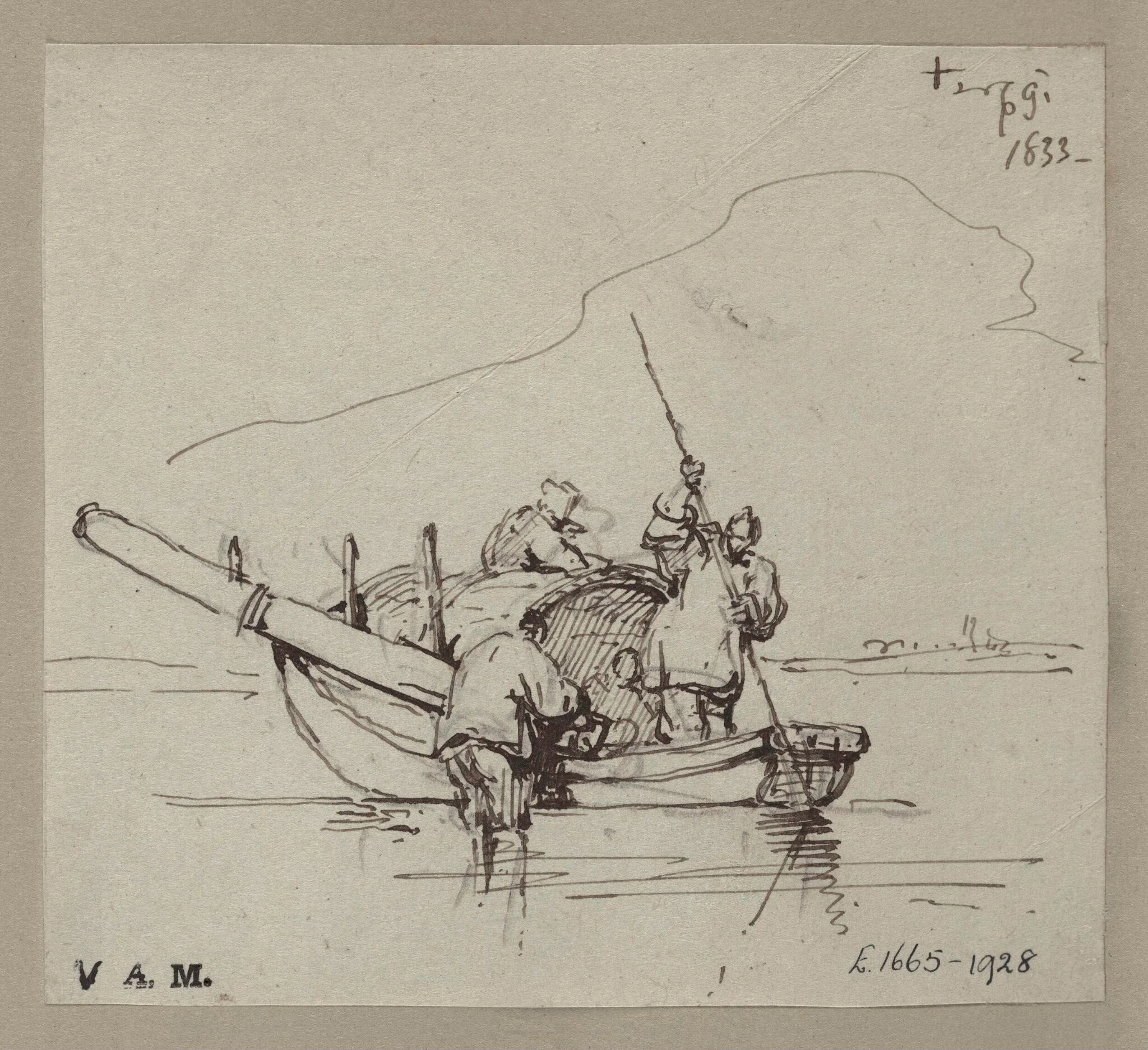 A Tanka boat in shallow water, detail