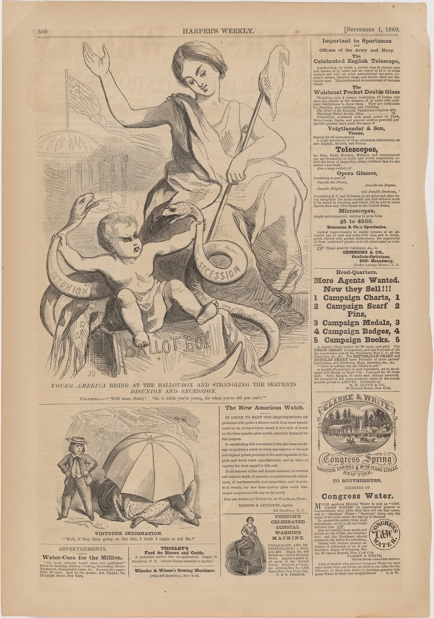 Young America Rising at the Ballot-Box and Strangling the Serpents: Disunion and Secession, detail