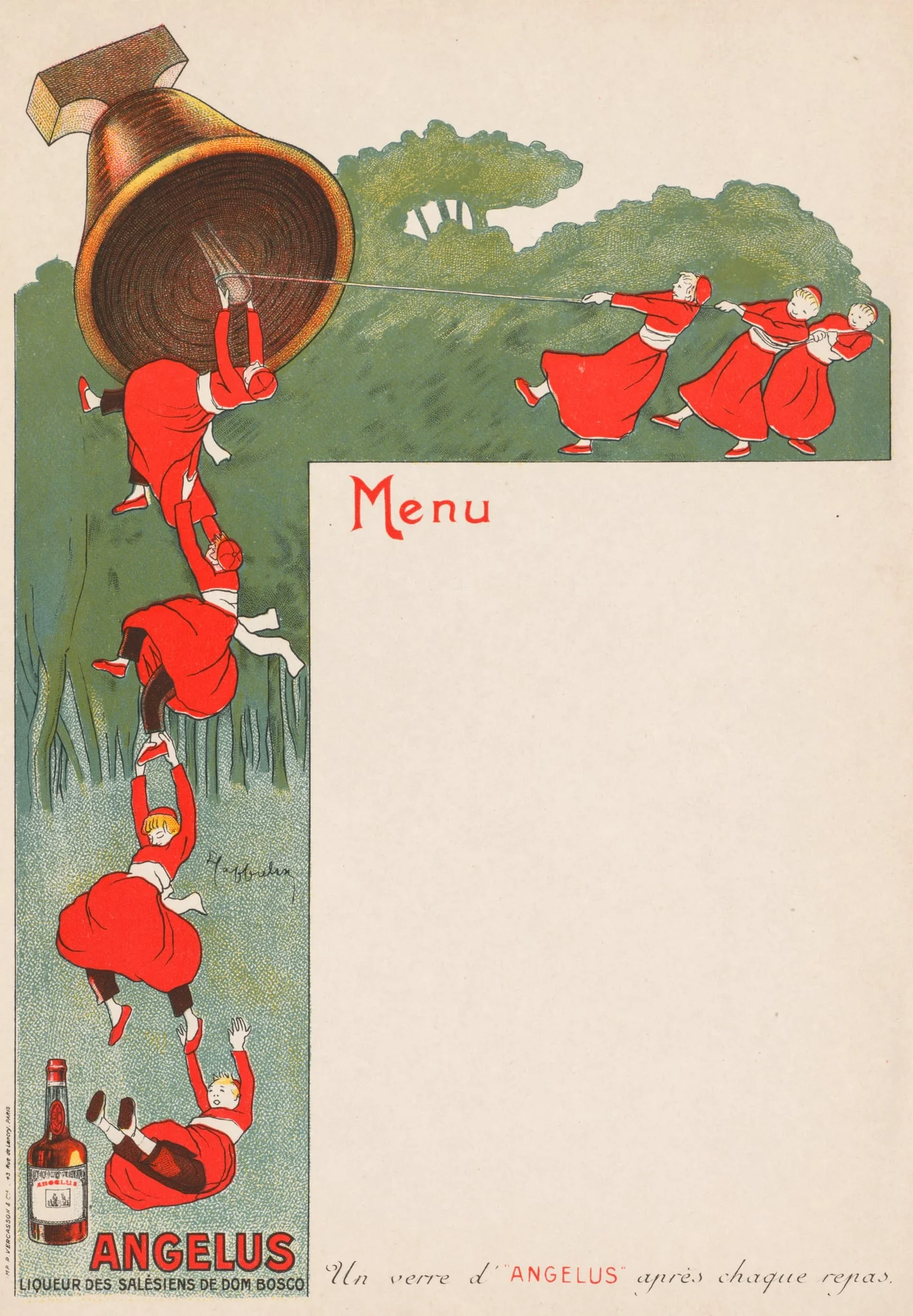 Menu Page (Angelus: Liqeur des Salésiens de Dom Bosco), detail