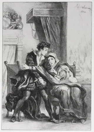Hamlet:  Hamlet and the Queen, by Eugène Delacroix, 1834