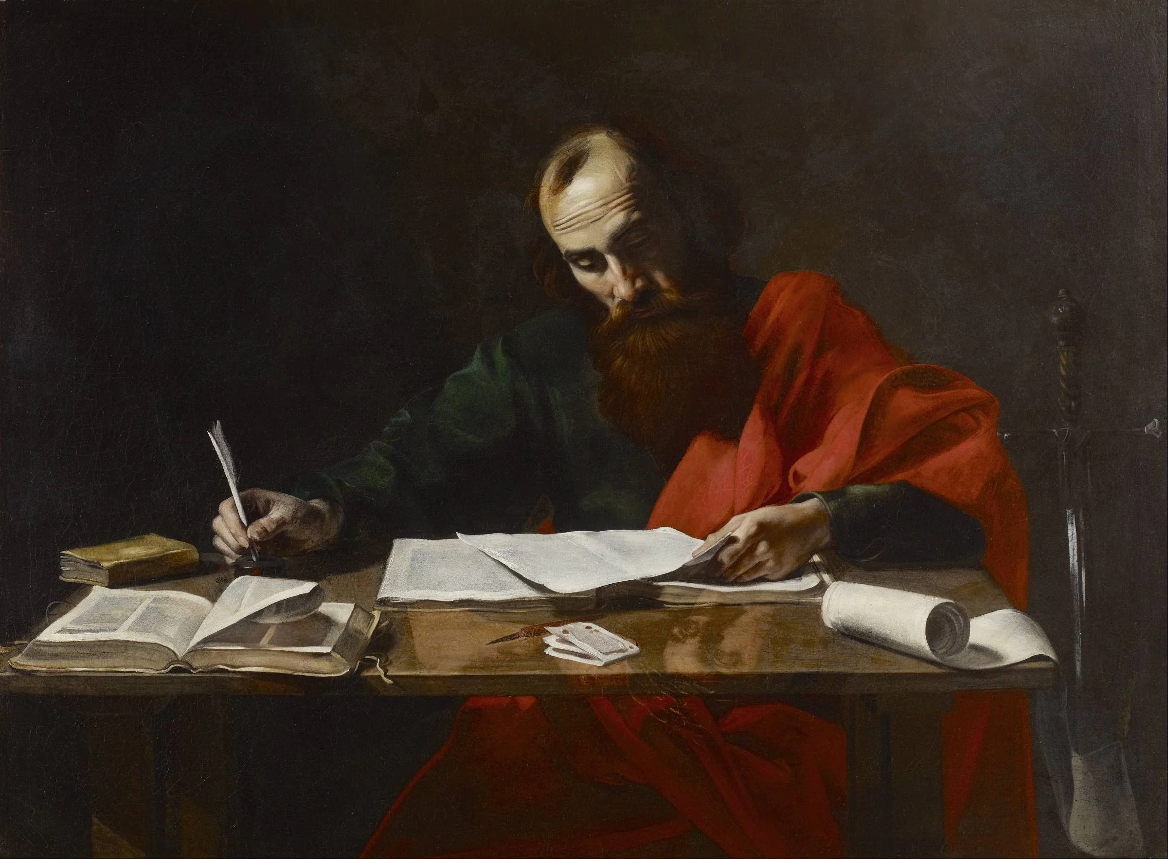 Saint Paul Writing His Epistles, detail