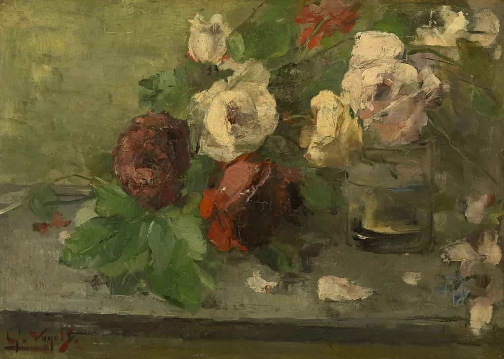 Withered Roses, by Guillaume Vogels, oil, 1876