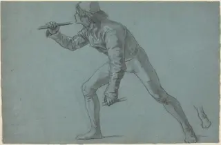 A Boy in Florentine Costume, by Thomas Couture, chalk, 1863