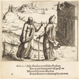 The Temptation of Christ, by Augustin Hirschvogel, ink, 1548