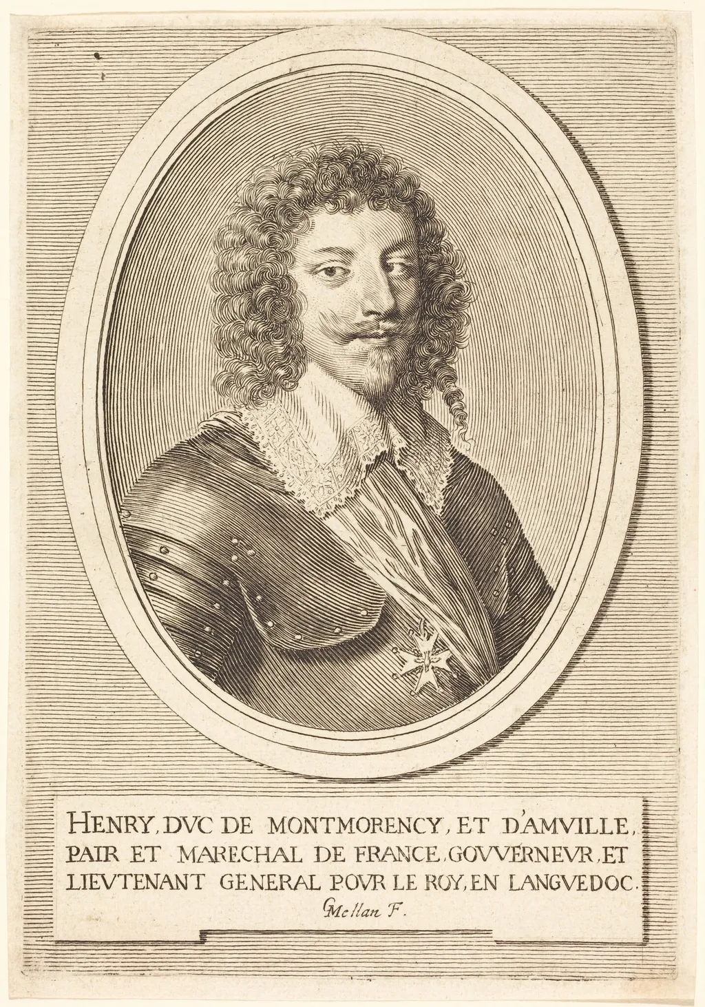 Henri II, Duke of Montmorency, by Claude Mellan, ink, 1661
