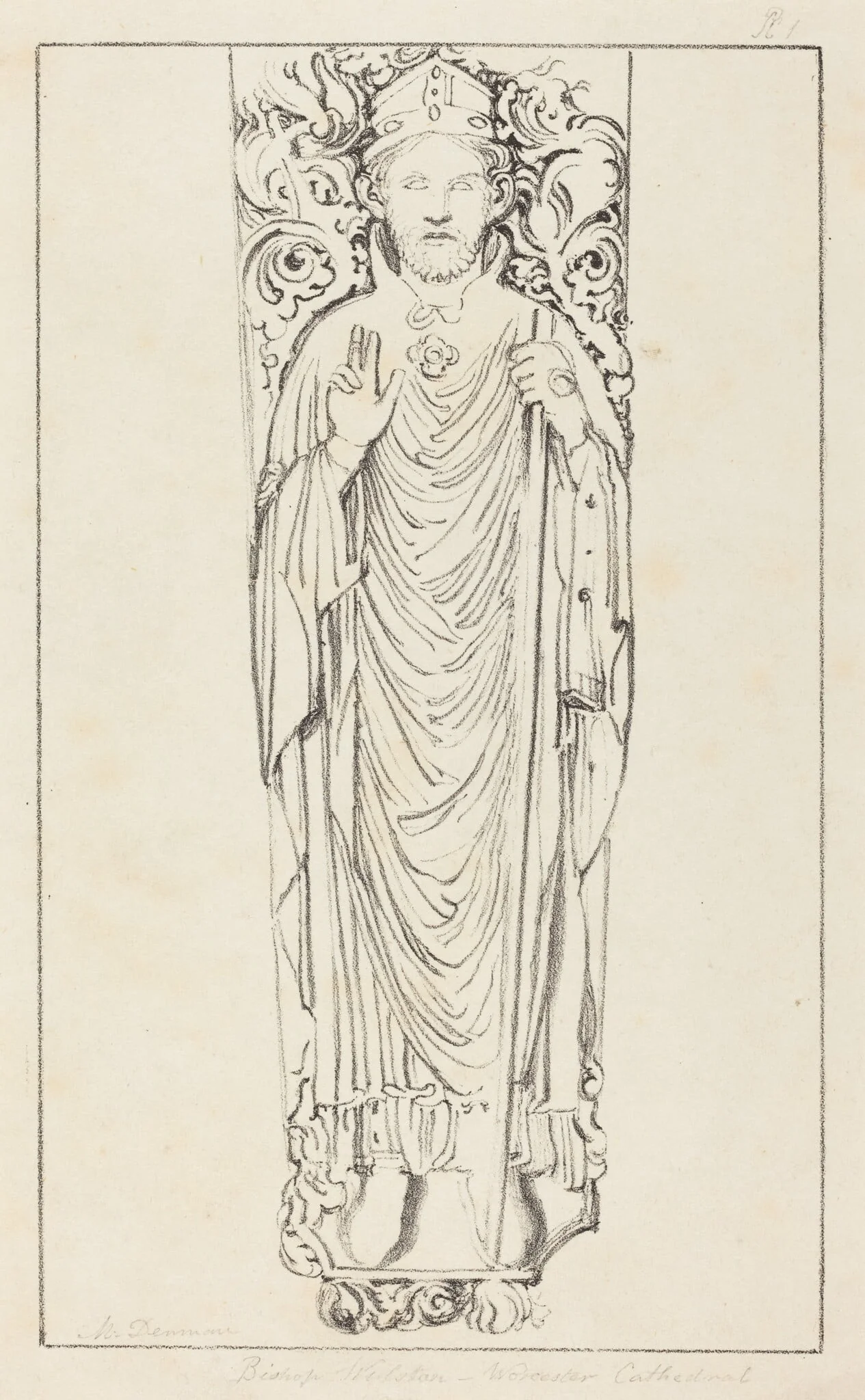 Bishop Wulstan, in Worcester Cathedral, detail