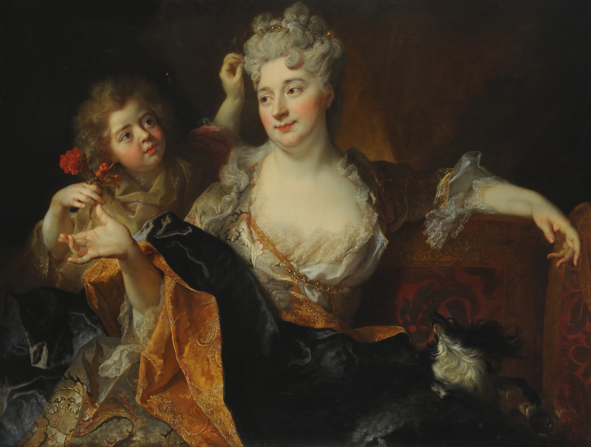 Retrato de Marguerite-Elisabeth Forest de Largillierre y su hijo Nicolás, detail