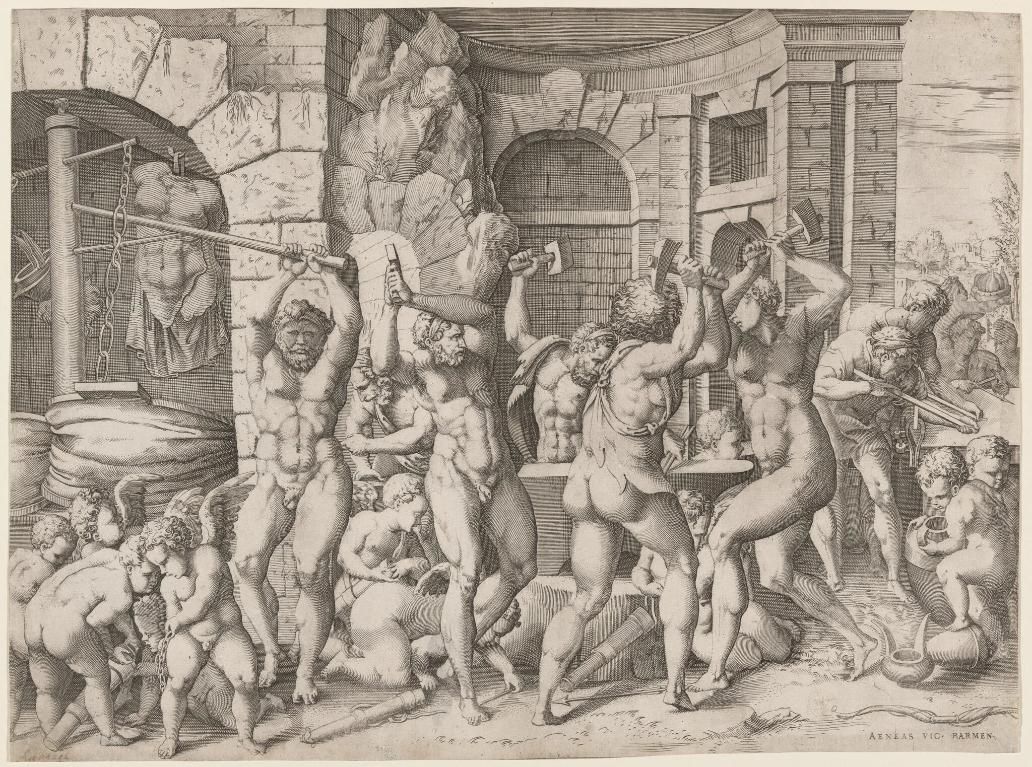 The Forge of Vulcan, detail