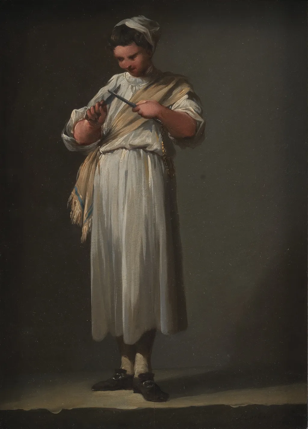A Roman Cook´s Boy Sharpening a Knife, by Jean Barbault, unspecified, 1750