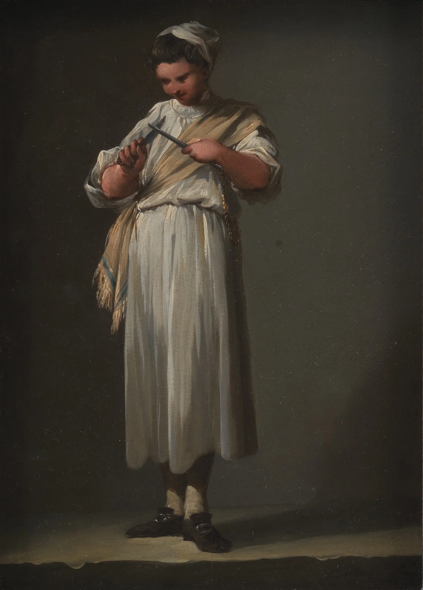 A Roman Cook´s Boy Sharpening a Knife, detail