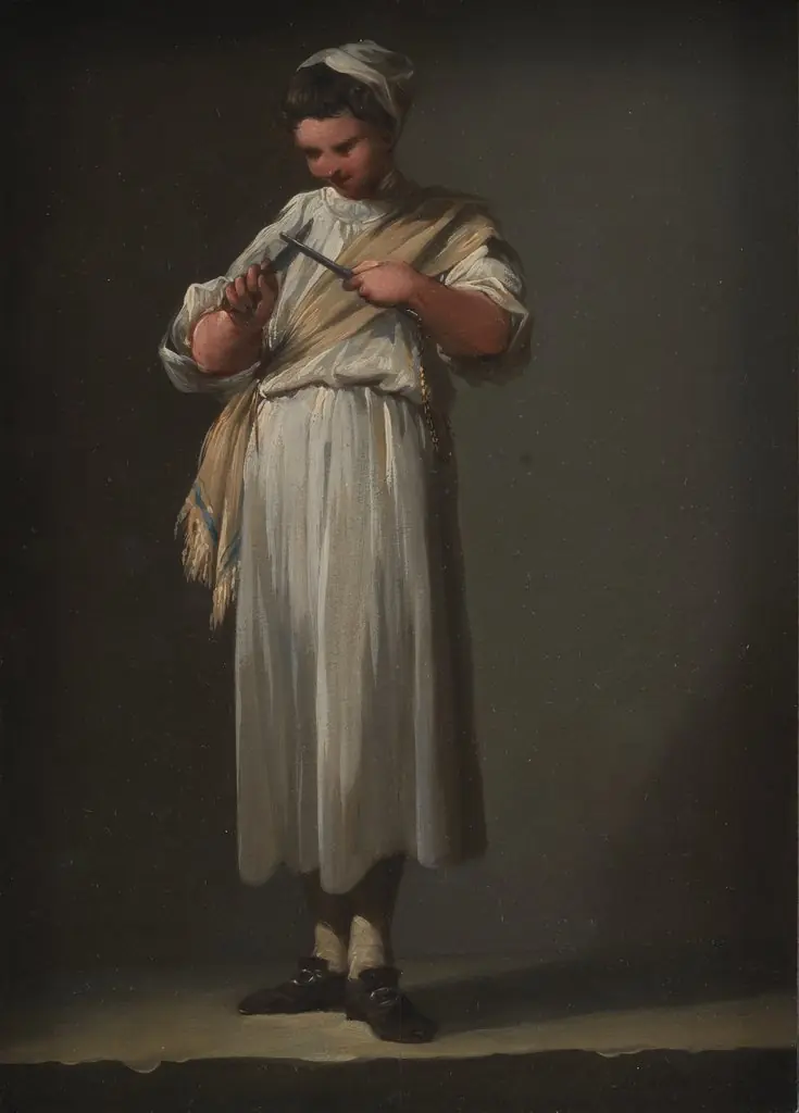 A Roman Cook´s Boy Sharpening a Knife, by Jean Barbault, unspecified, 1750