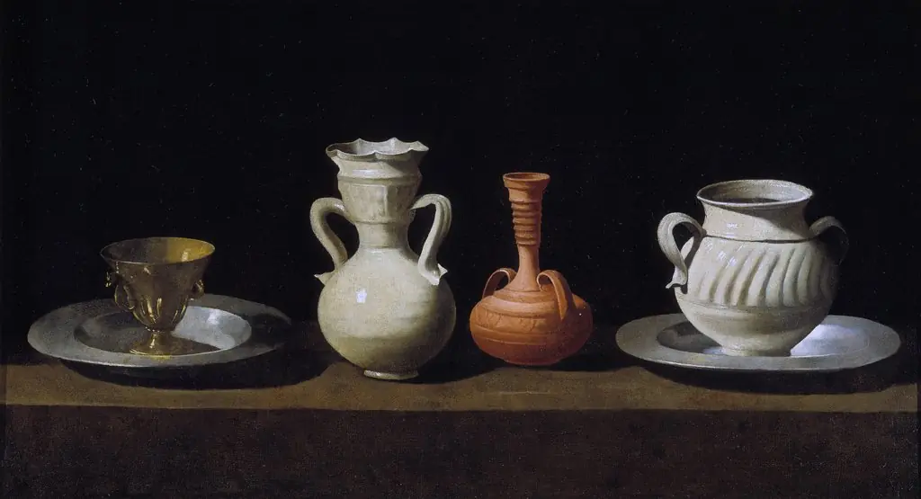 Still Life with Pots, by Francisco de Zurbarán, oil, 1650