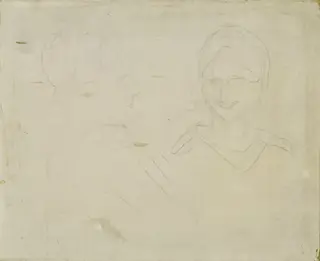 Two Heads, by Edvard Munch, crayon, 1920