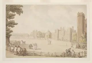 Hampton Court Palace, by Thomas Rowlandson, watercolor, 1820