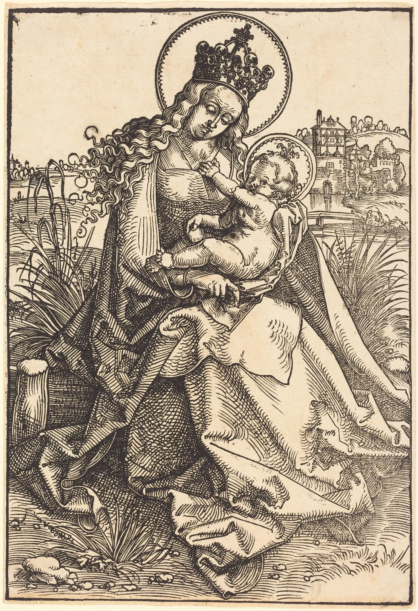 Madonna and Child on the Grassy Bank, detail