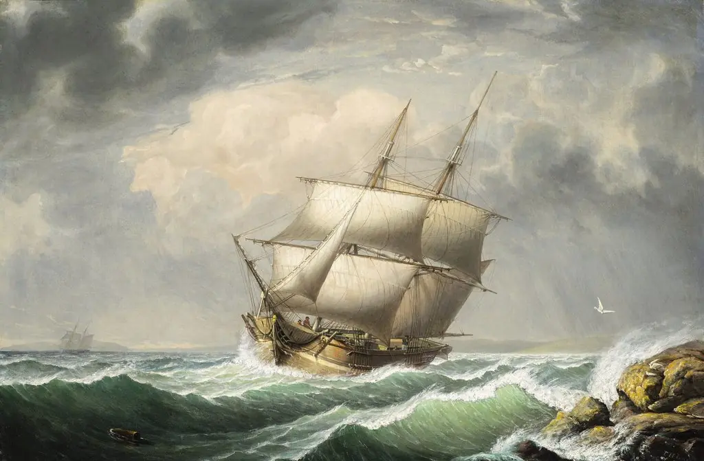 Brig Off the Maine Coast, by Fitz Henry Lane, unspecified, 1851