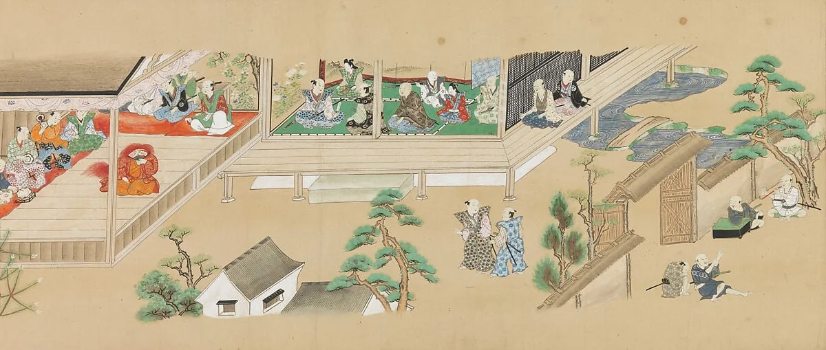 能楽風俗図絵巻|Six Noh Performances in Scenes from Daily Life, detail