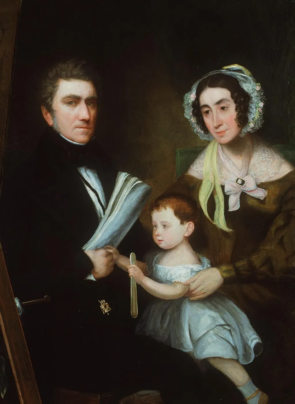 Hugh Hughes, ei wraig a'i blentyn, by Hugh Hughes, oil, 1850