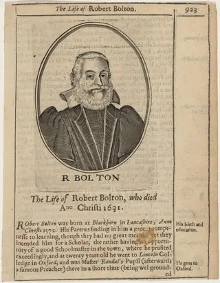 Rev. Robert Bolton, by John Payne, ink, 1627