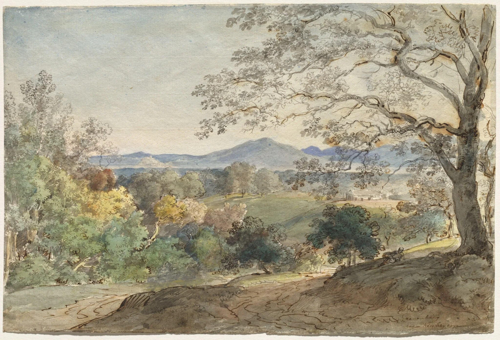 A View across the Inn Valley to the Alps and Neubeuern, detail