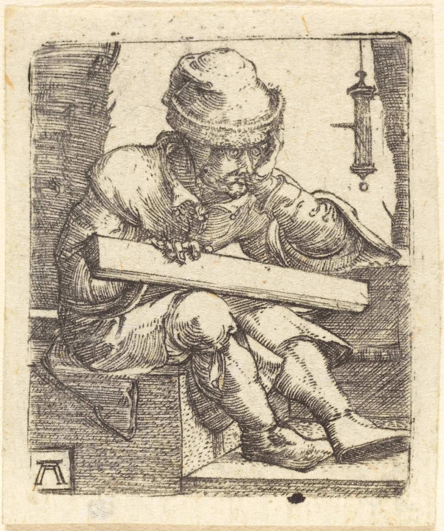 The Pensive Carpenter, detail