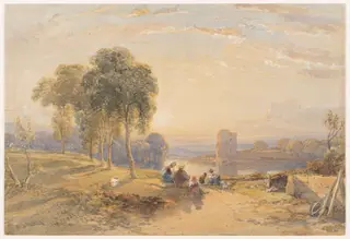 Landscape : Evening, by Leitch, watercolor, 1859