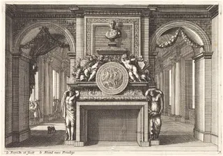 Fireplaces and Other Interior Decorations, by Jean Lepautre, ink, 1650