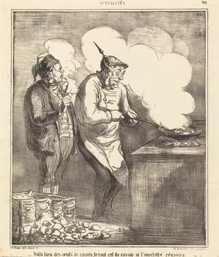 Voila bien des oeufs de cassés..., by Honoré Daumier, ink, 1866