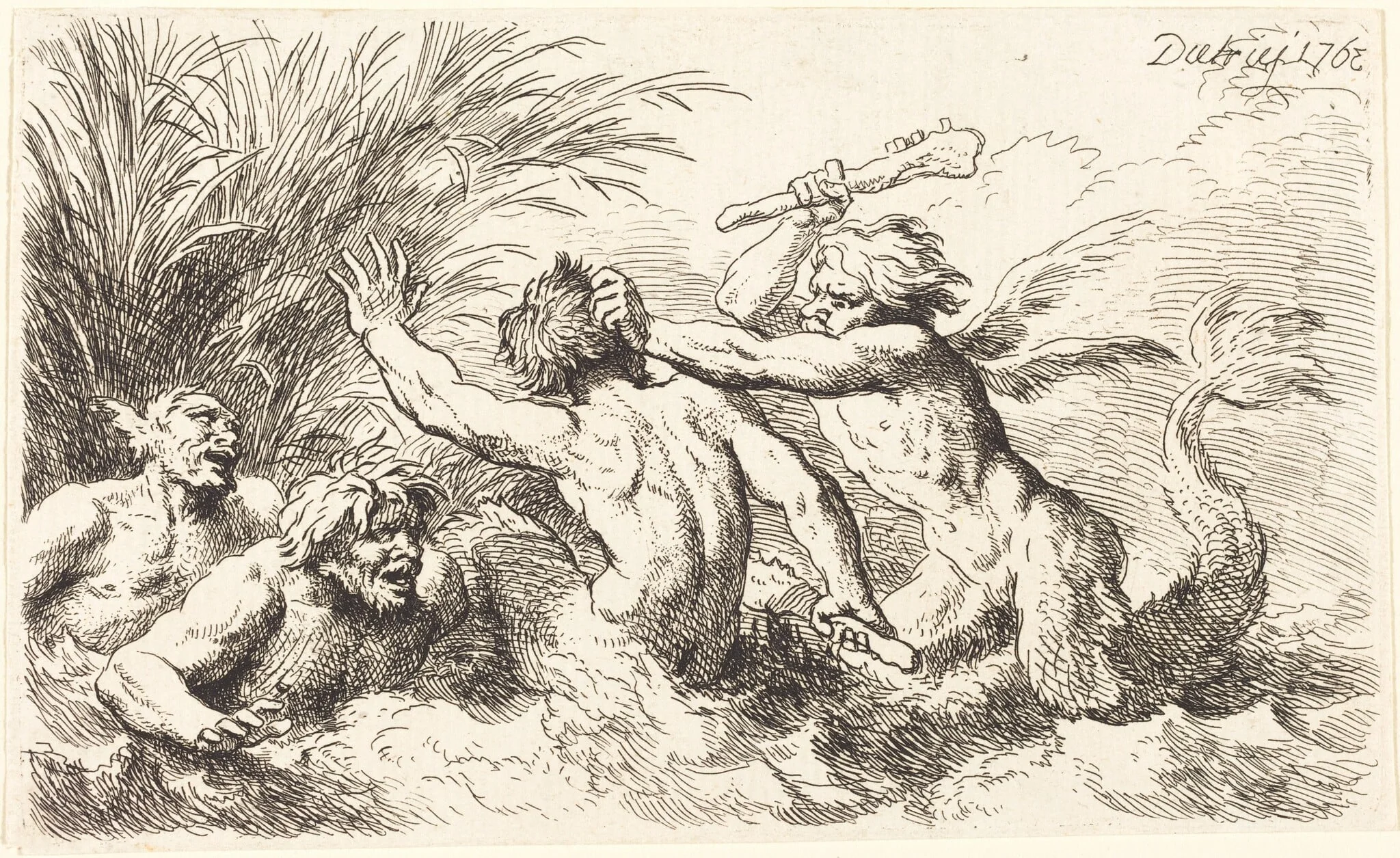 Battling Tritons, detail