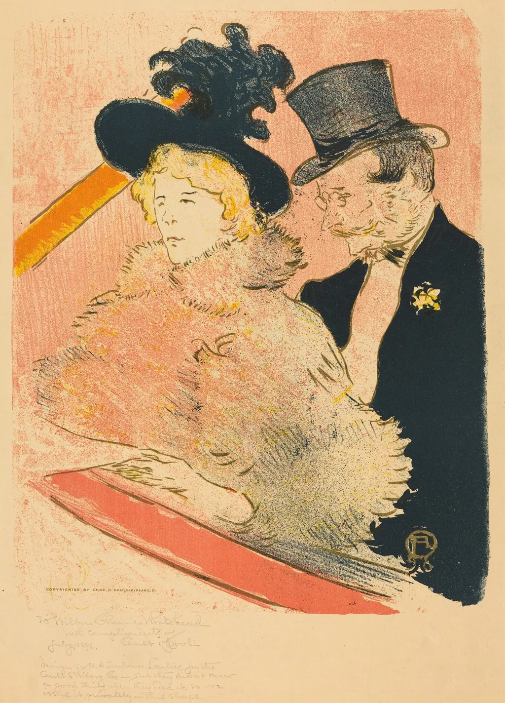 At the Concert (Au concert), by Henri de Toulouse-Lautrec, ink, 1896