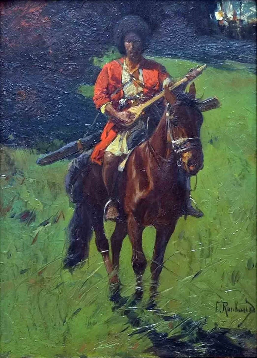 Cazac călare, detail